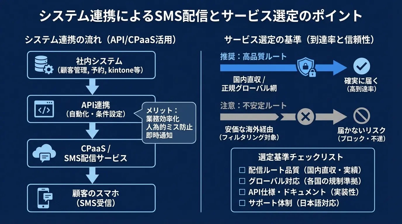 システム連携でSMS配信を行う方法とサービス選定