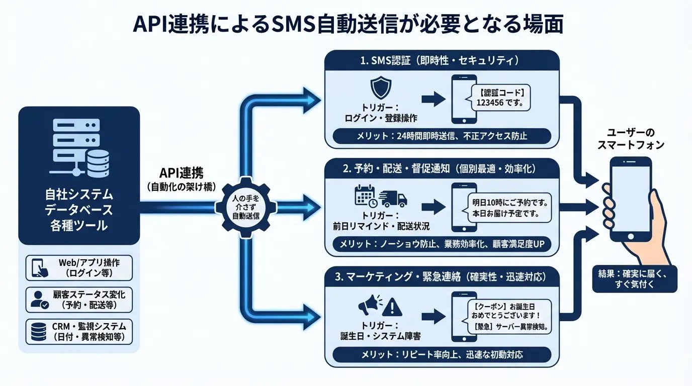 API連携によるSMS自動送信が必要となる場面とは?