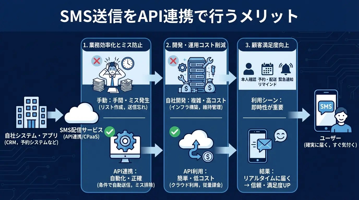 SMS送信をAPI連携で行うメリットは何か?