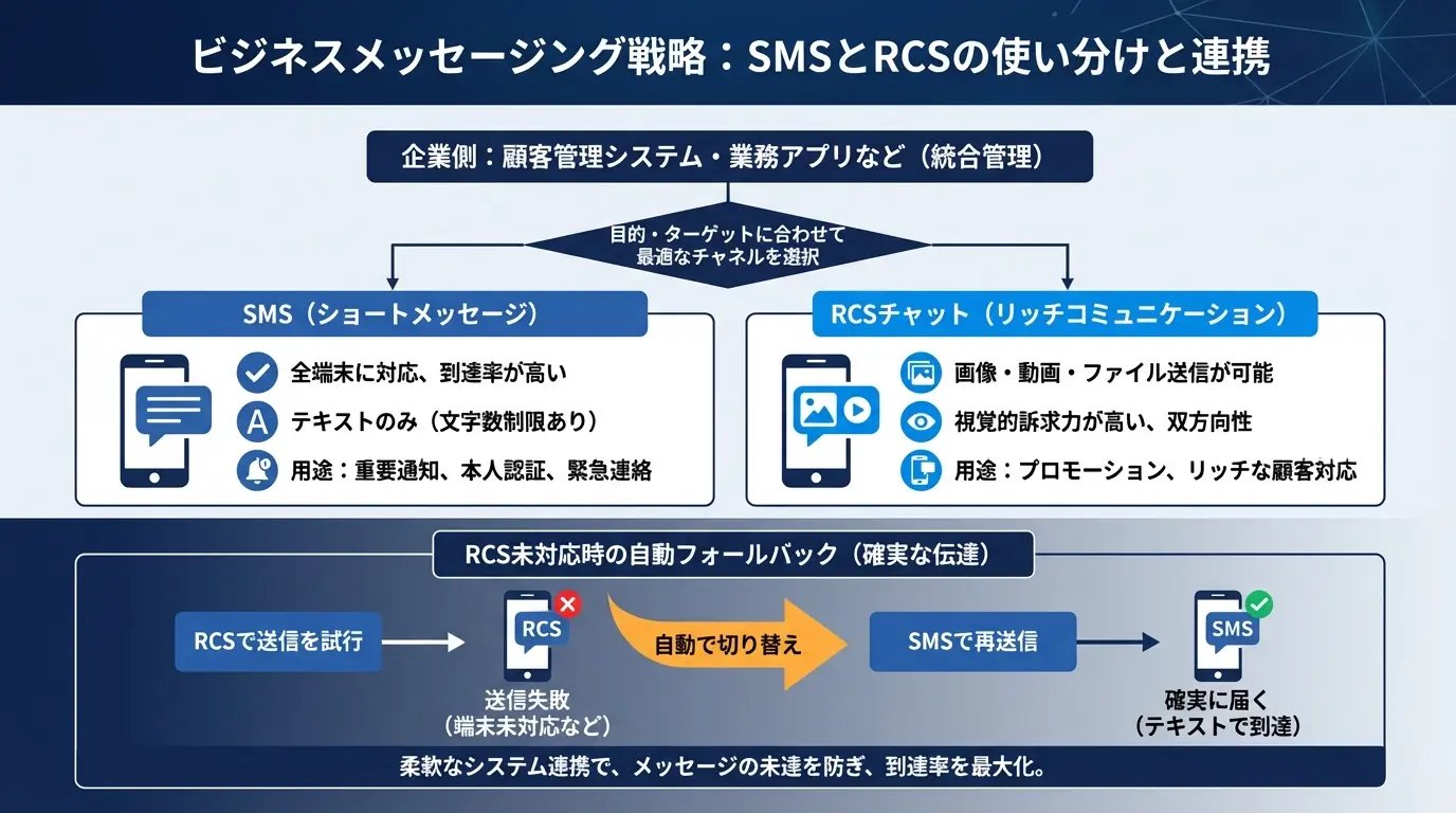 ビジネスメッセージング戦略におけるSMSとRCSチャットの使い分け