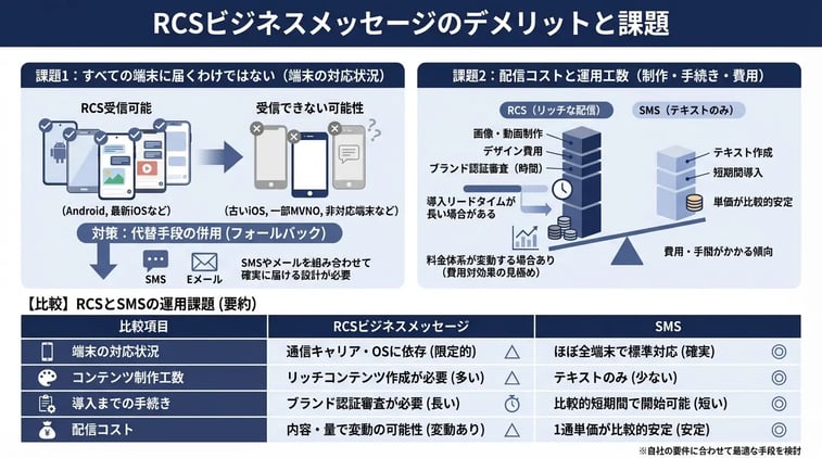 RCSビジネスメッセージのデメリットや課題は?